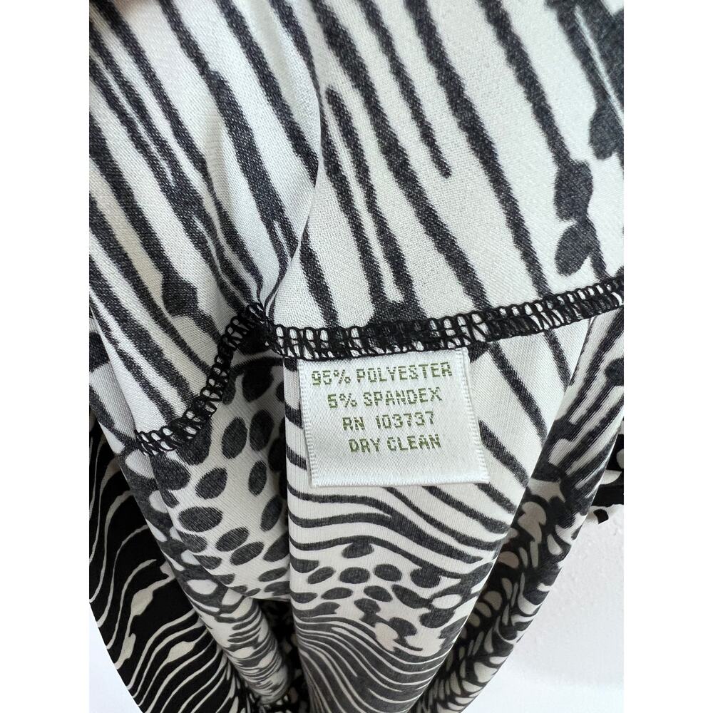 Donna Morgan Black White Abstract Print Tie Waist Dress Size 10 - Picture 5 of 6